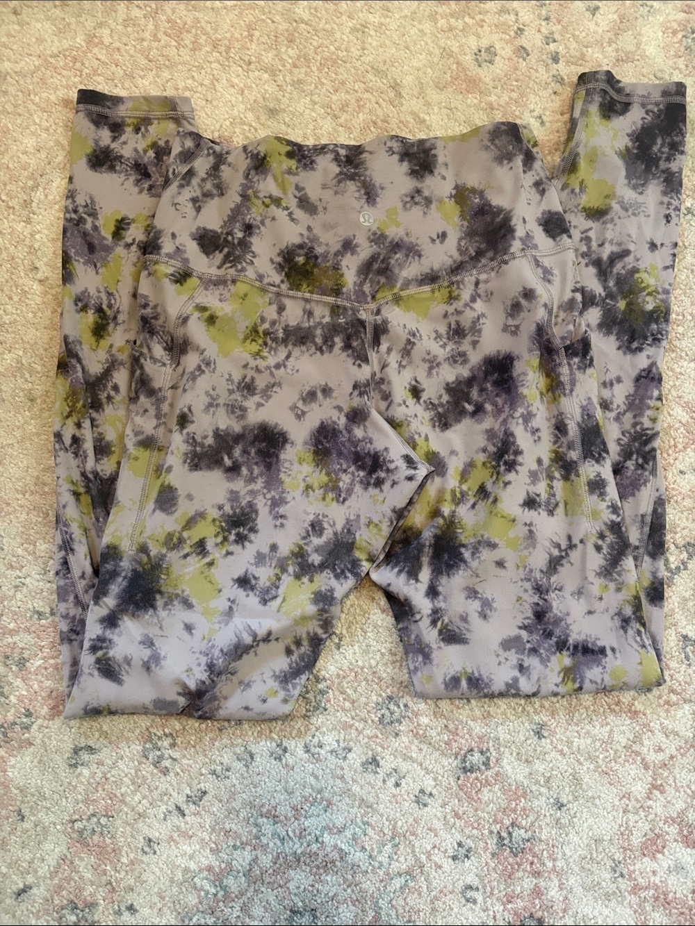 Lululemon Tie-Dye Leggings - Gray & Olive size 10 with 32” inseam and pockets